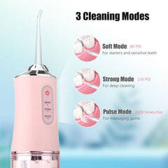 Electric Water Flossers For Teeth, Whitening Dental Oral Irrigator With Jet Tips Nozzles - White