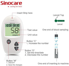 Sinocare Safe-Accu Blood Glucose Monitor (Glucometer)